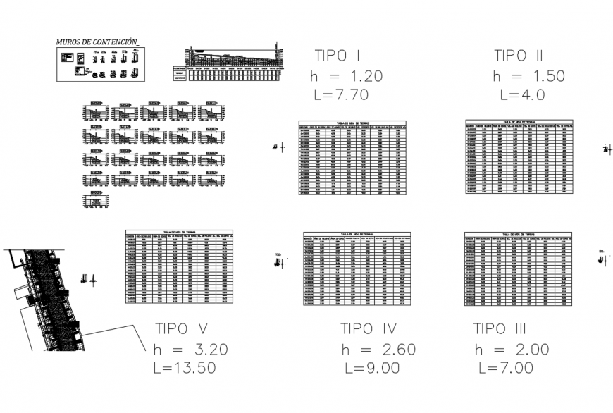 Retaining walls construction details of all floors of house dwg file