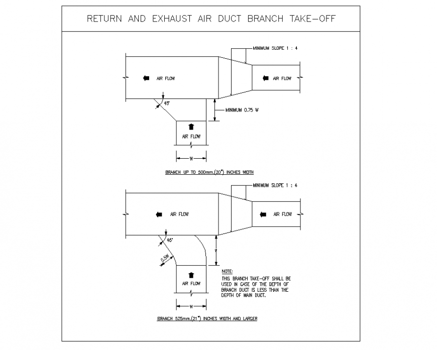 Return And Exhaust Air Duct Branch Take off detail dwg file