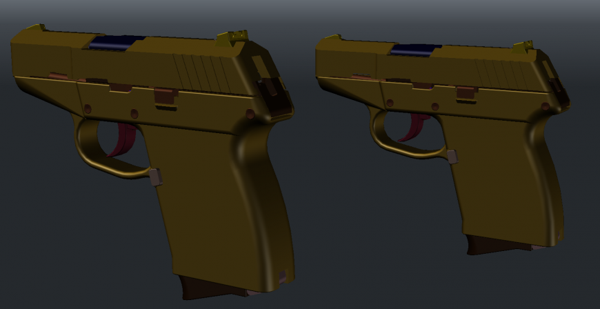 Revolver detail 3d model in dwg AutoCAD file.