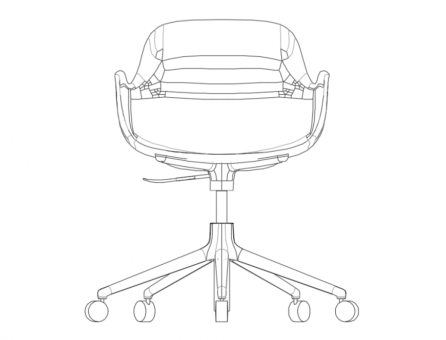 Revolving bar chair front elevation cad block details dwg file