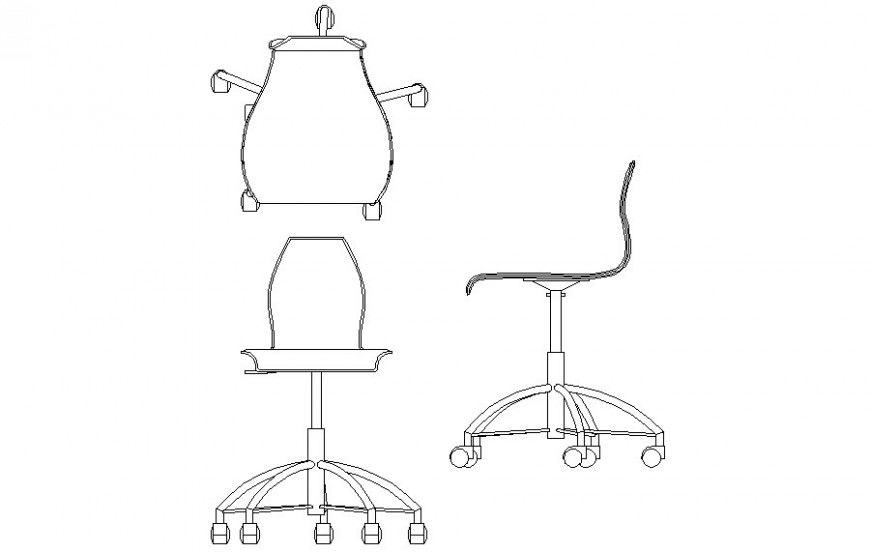 Revolving chair detail elevation 2d drawing in autocad