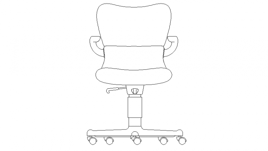 Revolving office chair front elevation cad block details dwg file