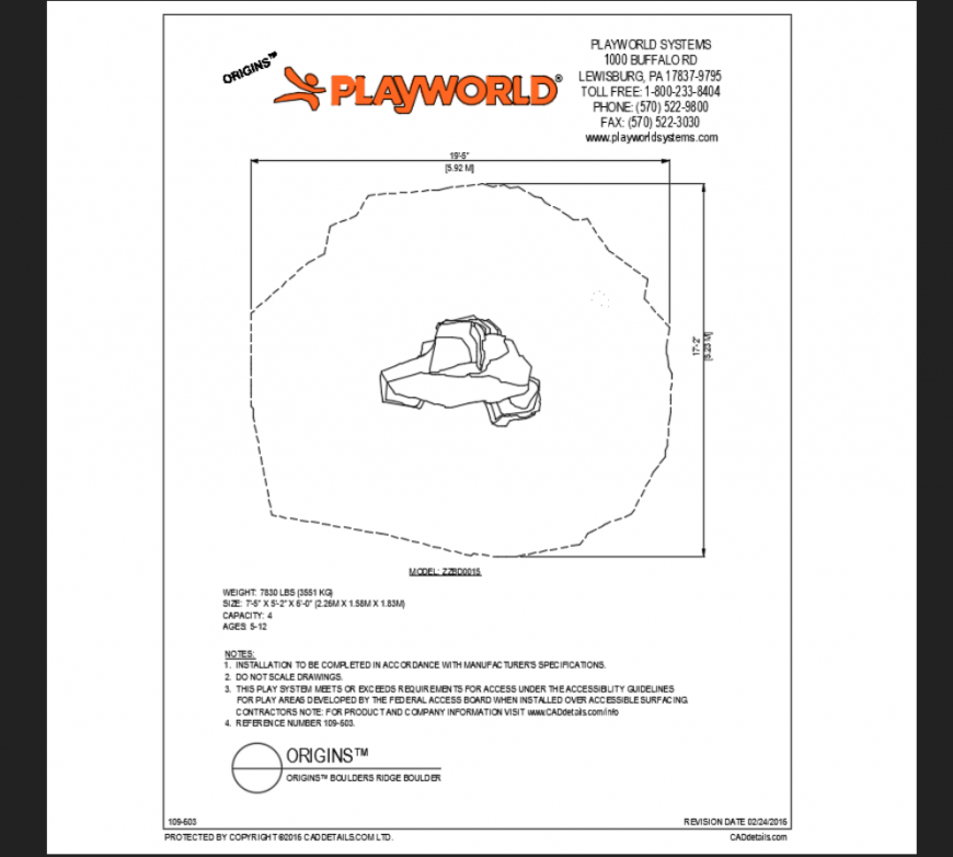 Ridge boulder play area play equipment details dwg file