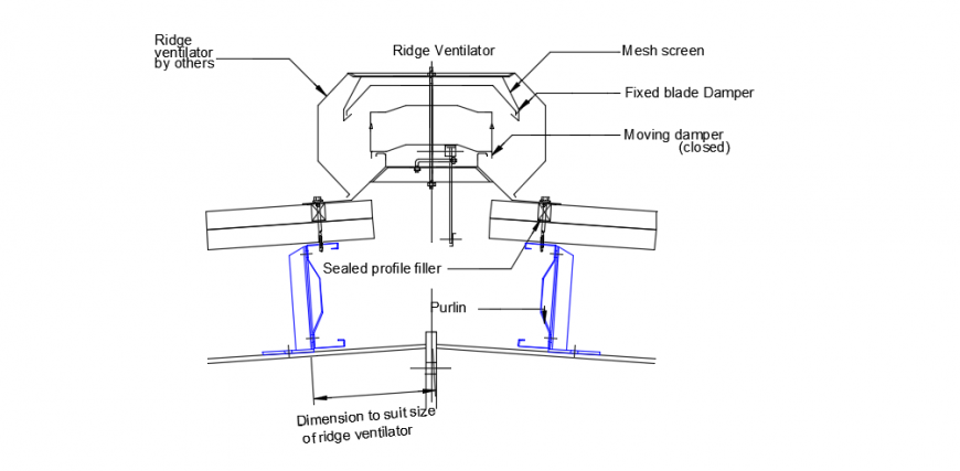 Ridge ventilator roof detail dwg file