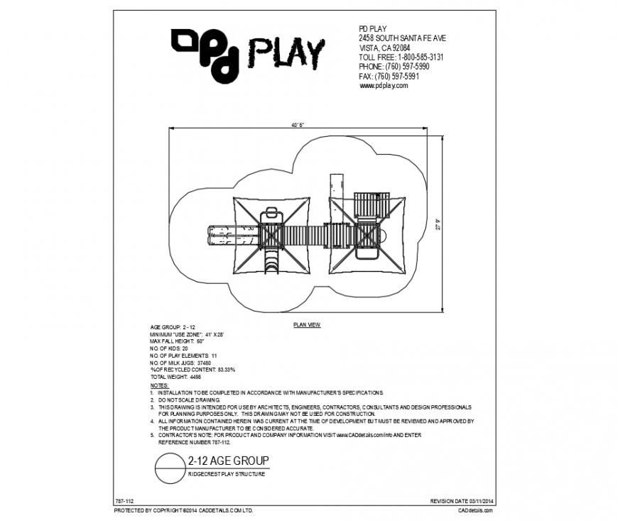 Ridgecrest play structure of equipment cad drawing dwg file
