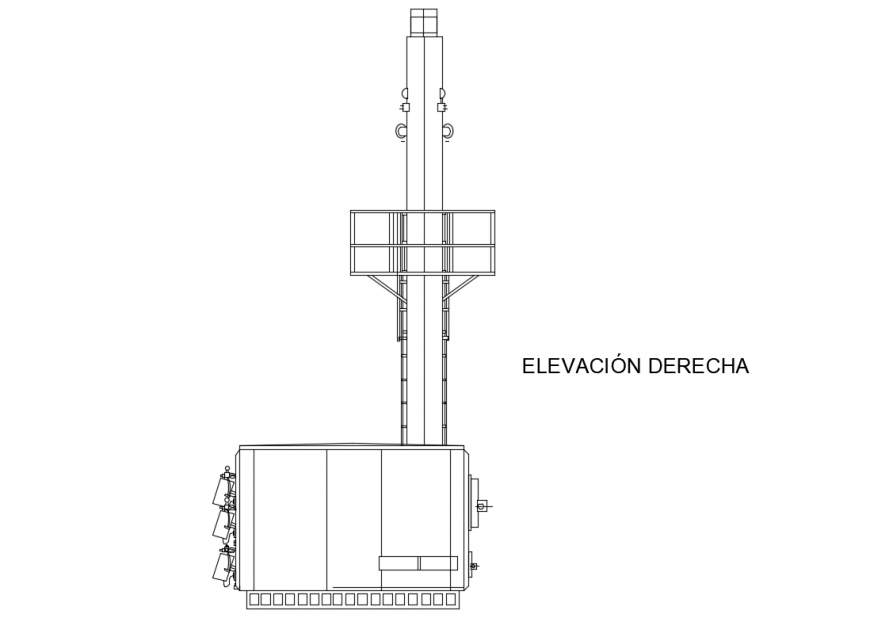 Right elevation block details of patient chair dwg file