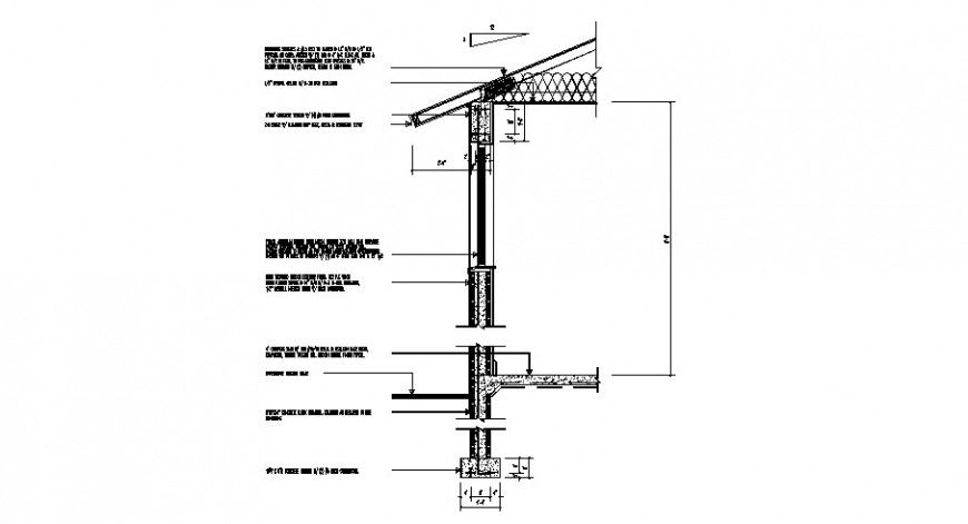 Right side constructive section details of house dwg file