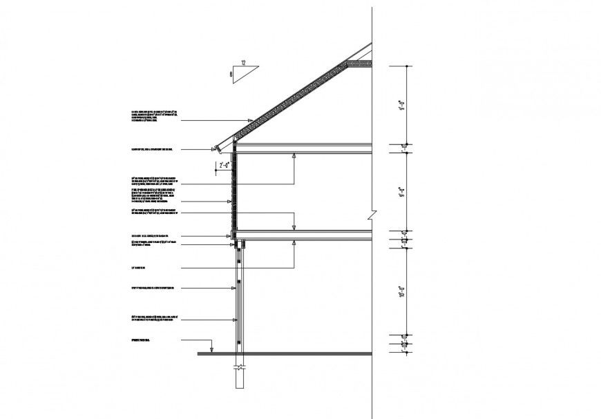Right side cut constructive sectional details of residential house dwg file