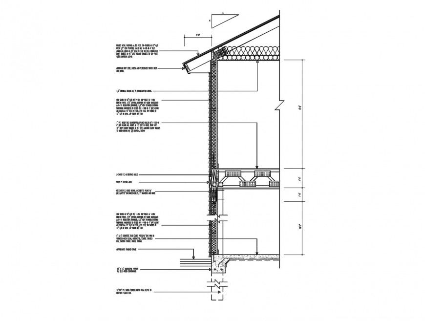 Right side front constructive section drawing details of house dwg file