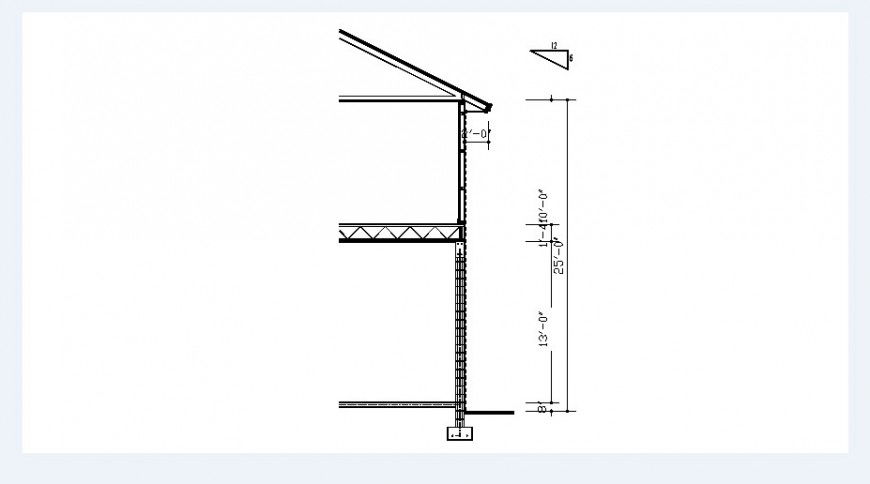 Right side one story house cut constructive section drawing details dwg file