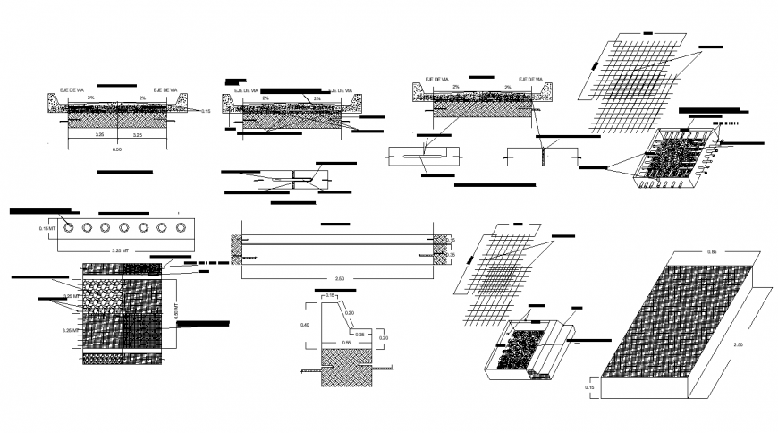 Rigid pavement side walk detail 2d view layout autocad file