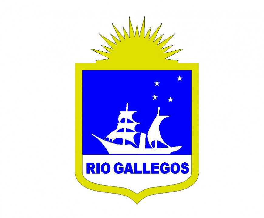 Rio gallegos Logo and symbol detail 2d view CAD blocks layout autocad file