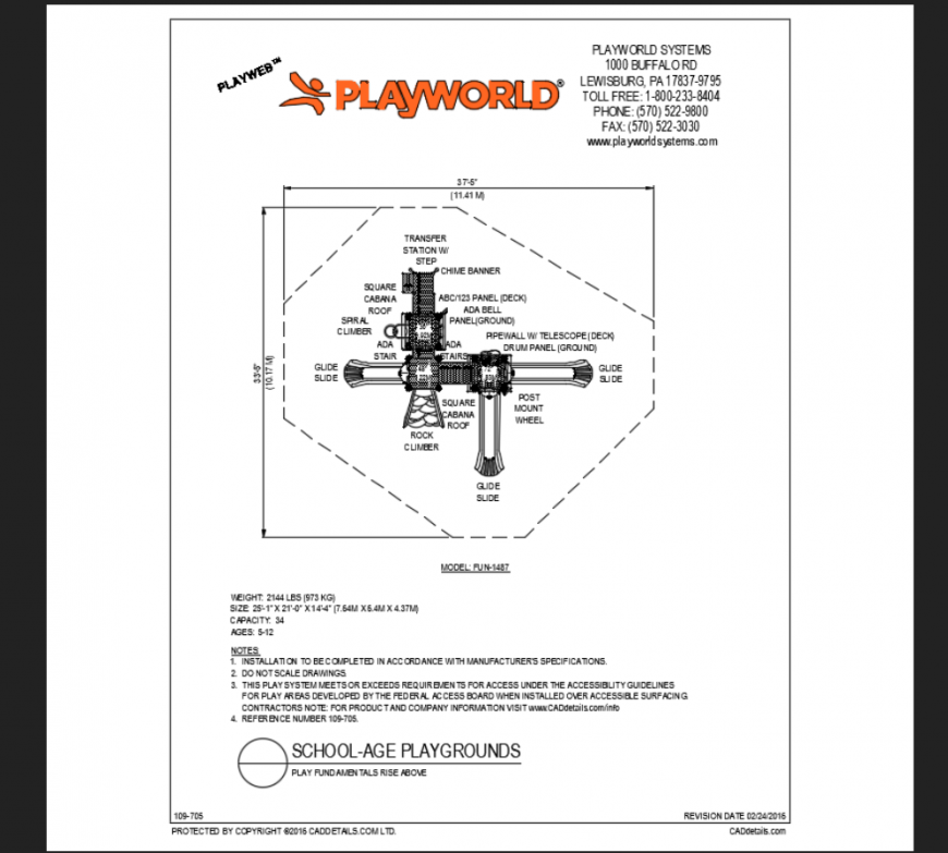 Rise above fundamental school age play ground play area structure details dwg file
