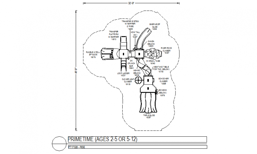 Rise design with prime time playing area plan dwg file