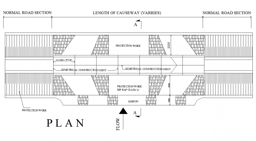 Road construction detail drawing in dwg AutoCAD.