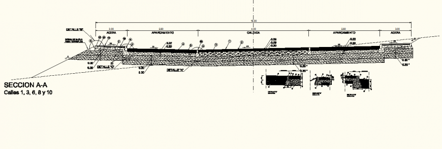 Road cross section detail elevation and plan layout file
