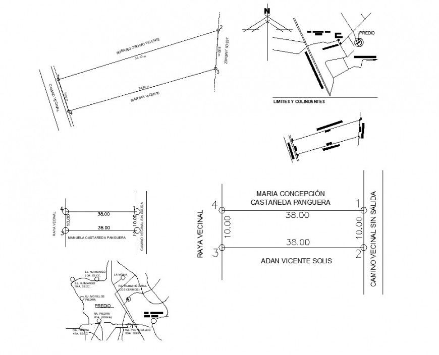 Road network and plan detail of an area 2d view layout CAD structure autocad file