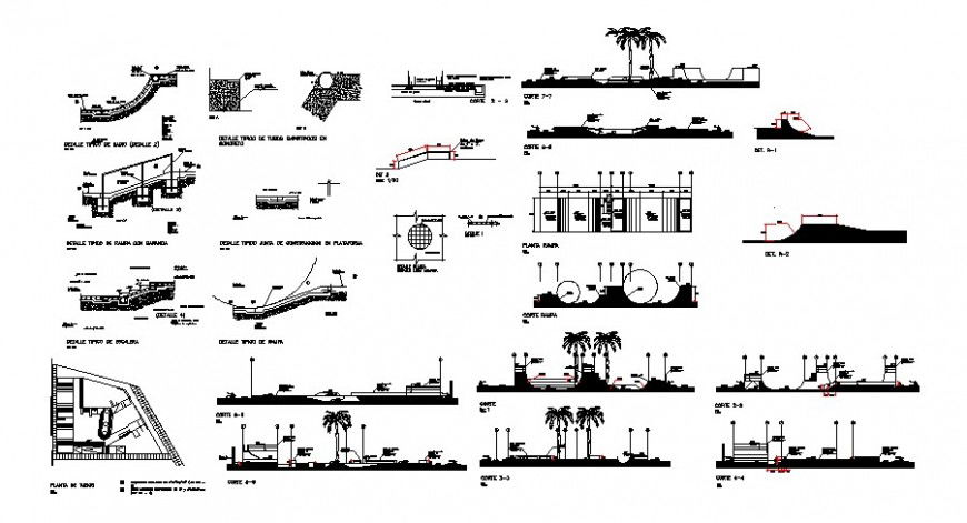 Road network units drawing elevation 2d view autocad file