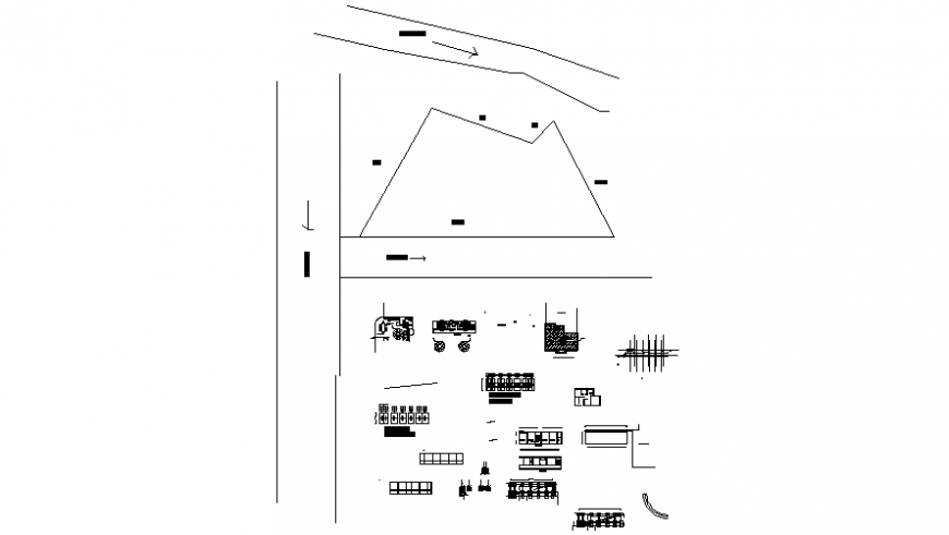 Road networks and topographical details autocad file