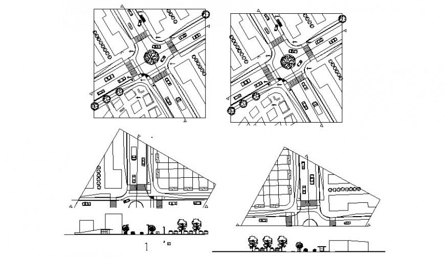 Road pavement plan and section detail 2d view CAD construction block layout dwg file