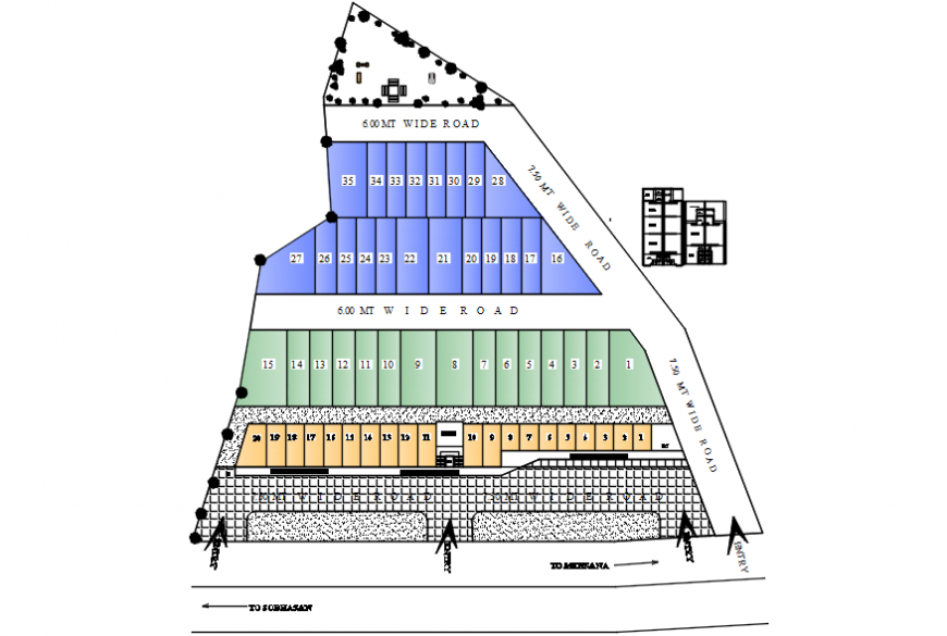 Road plan detail top view dwg file