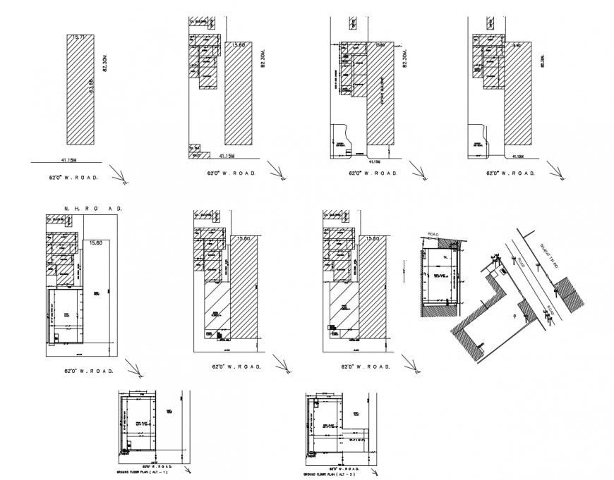 Road plan different construction view in auto cad file