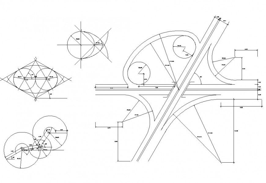 Road rotary circle structure detail 2d view CAD construction block layout dwg file
