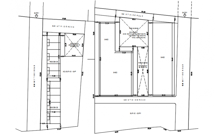 Road sectional top view details in auto cad format