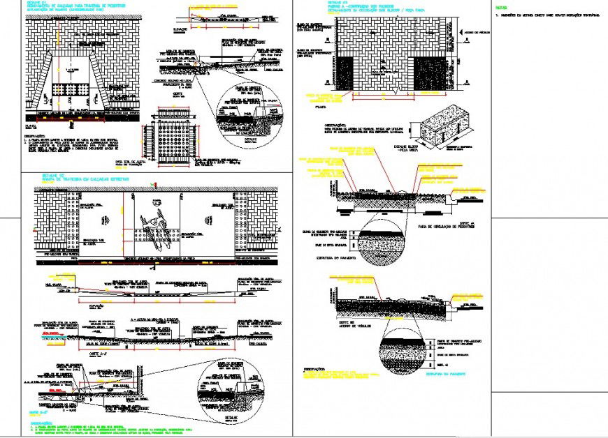 Road surface detail 2d view CAD structural block layout autocad file