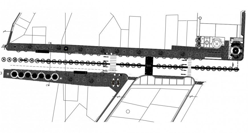 Road top view plan and constructive structure details dwg file