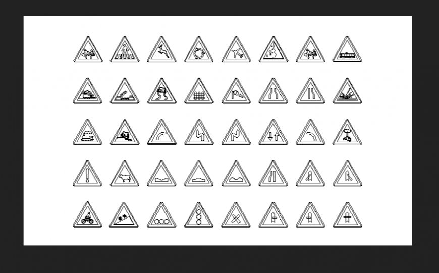 Roadway different traffic symbol drawing dwg file