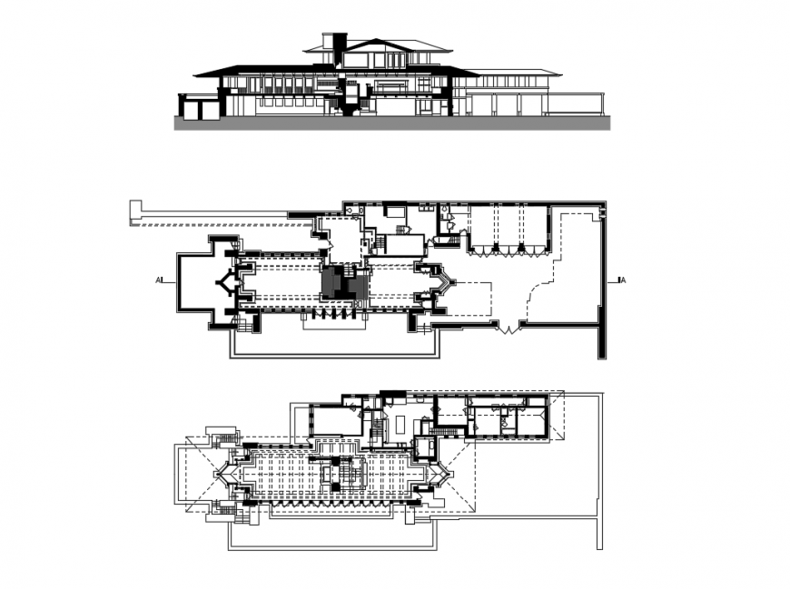 Robi house facade elevation and floor plan cad drawing details dwg file