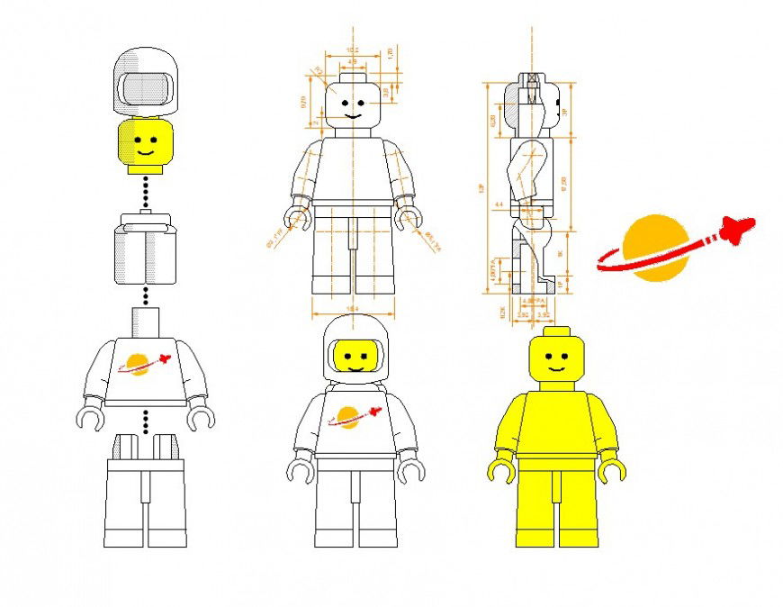 Robot elevation plan autocad file