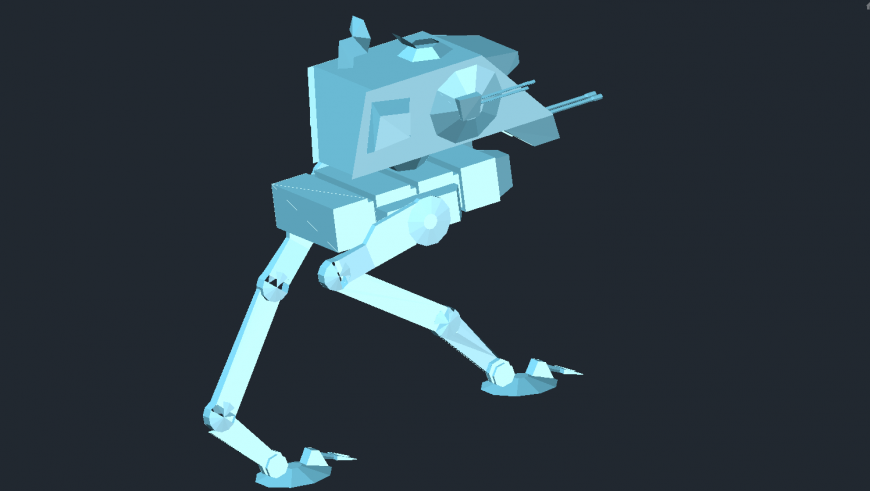 Robot walker machine 3d block cad drawing details dwg file