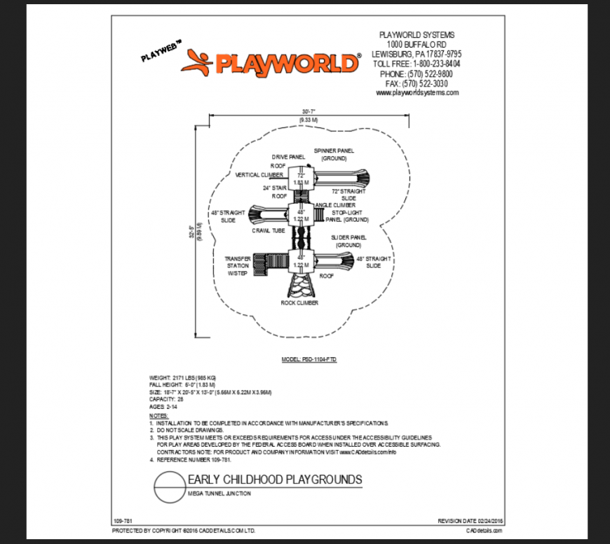 Rock and slide top view of early child school play ground structure details dwg file