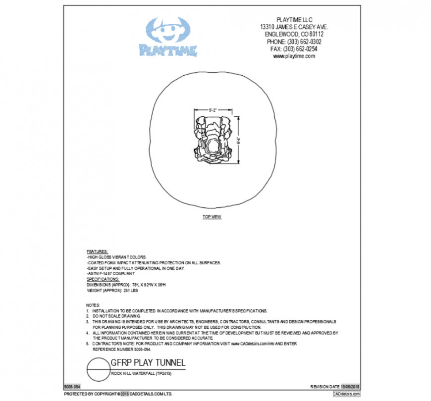 Rock hill water fall water play equipment cad block design dwg file