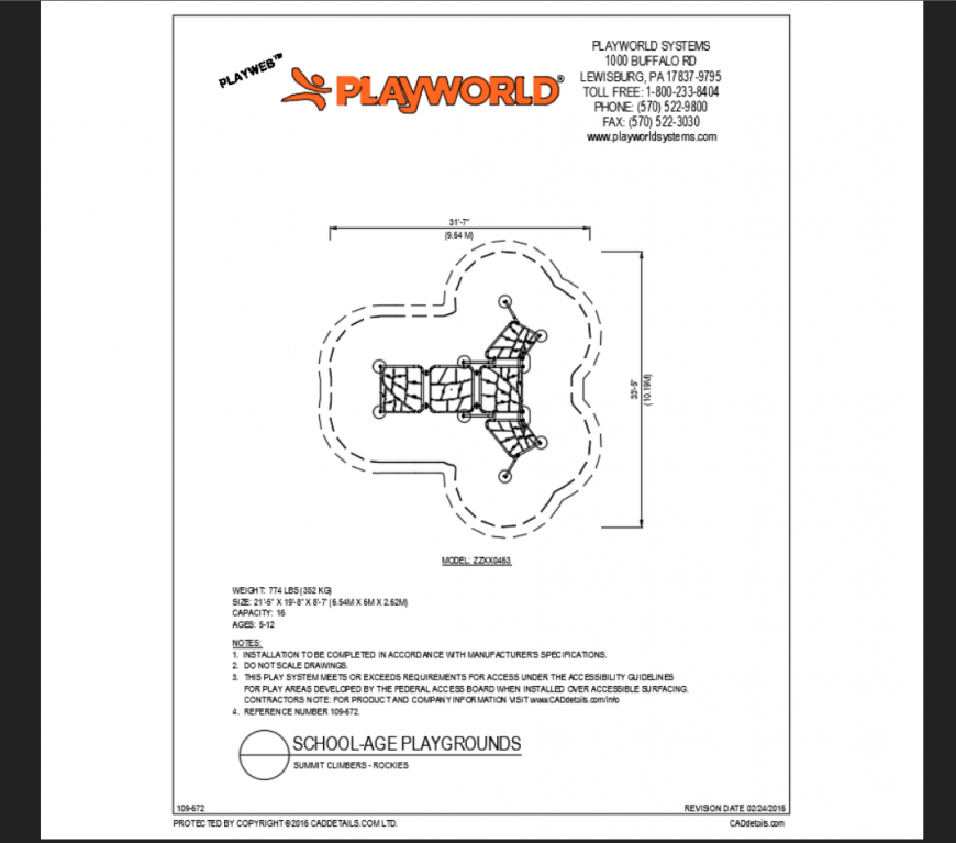 Rockers summit climbers top view of school play area equipment details dwg file
