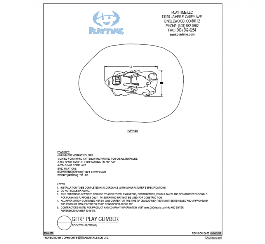 Rocket ship top view water vehicle play equipment cad block design dwg file