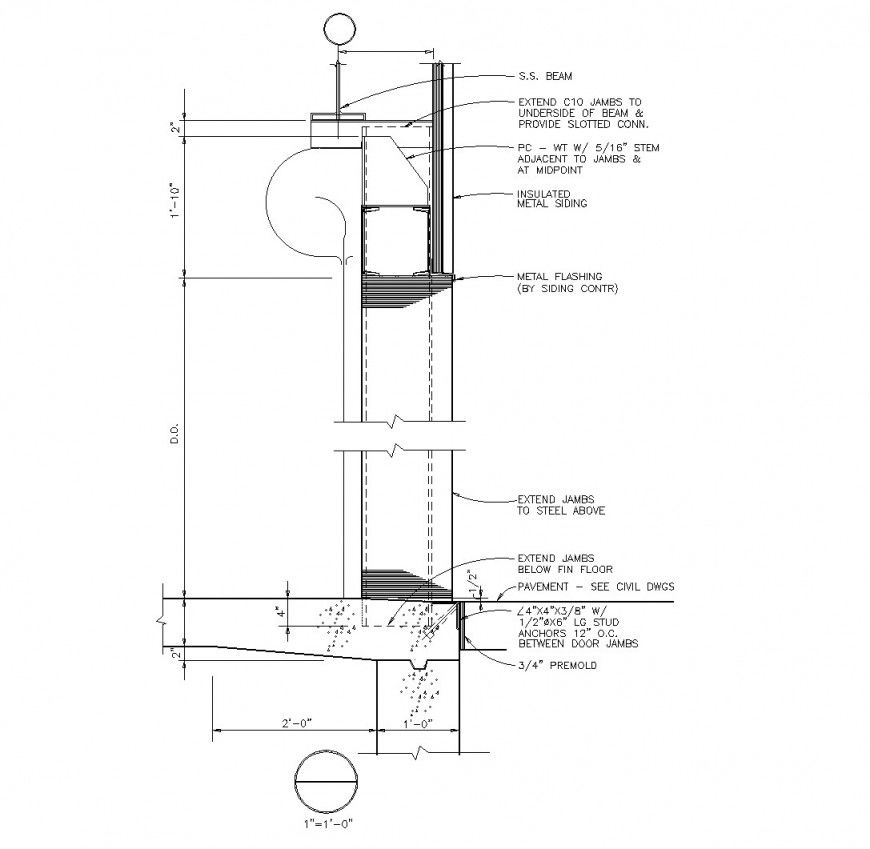 Roller shutter door section plan dwg file