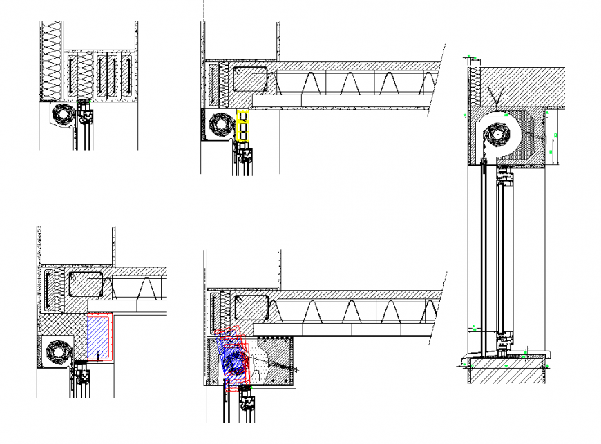 Roller shutters section plan detail dwg file