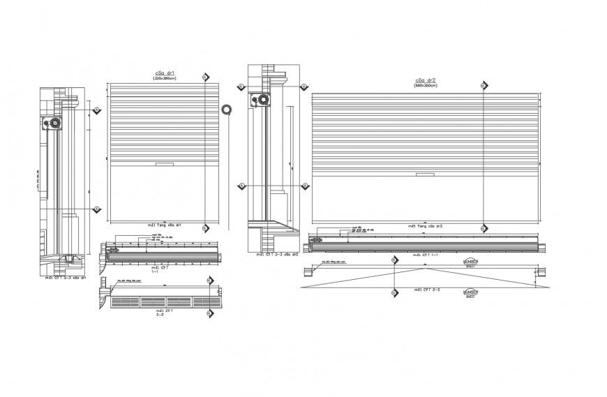 Rolling door elevation and installation cad drawing details dwg file
