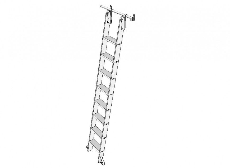 Rolling ladder front 3d model dwg file