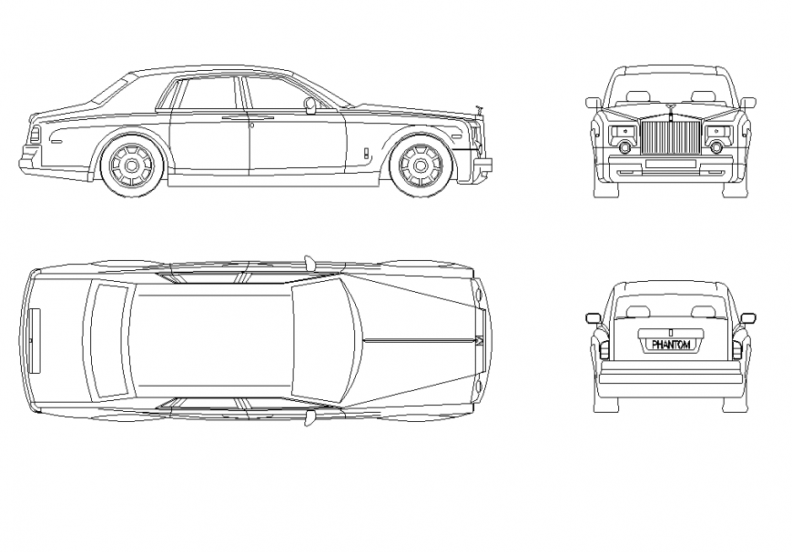 Rolls Royce phantom 2004 modal detail dwg file