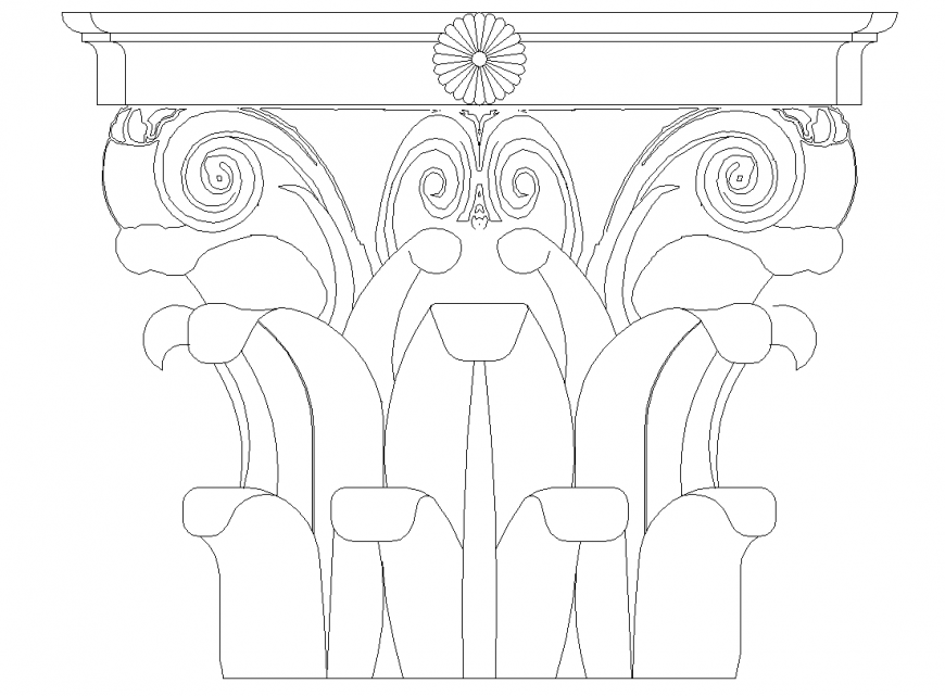 Roman art pillar design view in top area dwg file