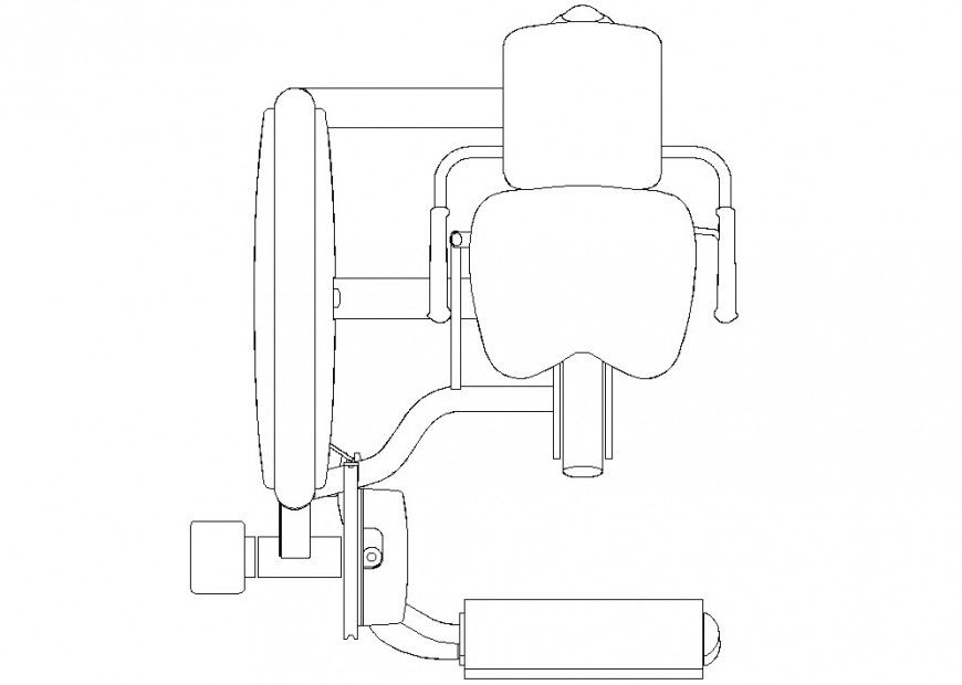 Roman chair machine detail 2d view CAD gym equipment block layout dwg file