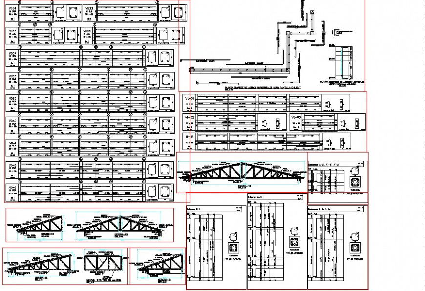 Roof, column and beam section autocad file