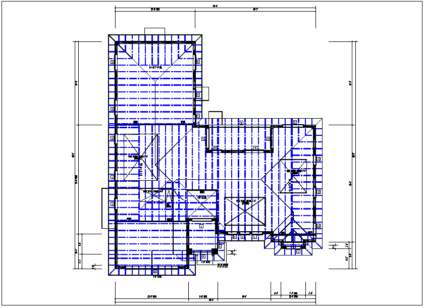 roof plan view with foundations of column plan layout detail dwg file