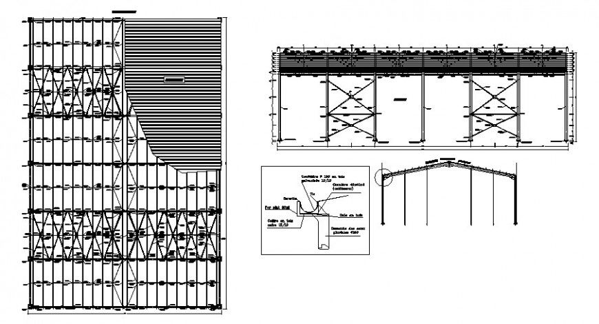 Roof-truss detail 2d view layout plan and elevation layout autocad file