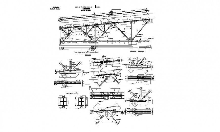 Roof all sided section and construction cad drawing details dwg file