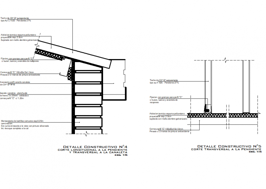 Roof and ceiling section detail dwg file